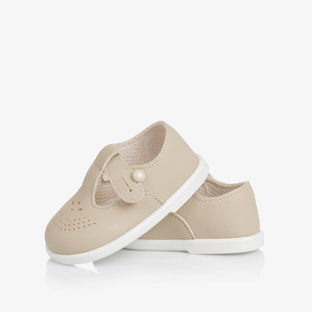 Early Days-Beige T-Bar First Walker Shoes | Childrensalon Outlet