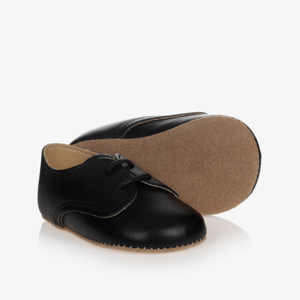 Early Days-Black Leather Lace-Up Pre-Walker Shoes | Childrensalon Outlet
