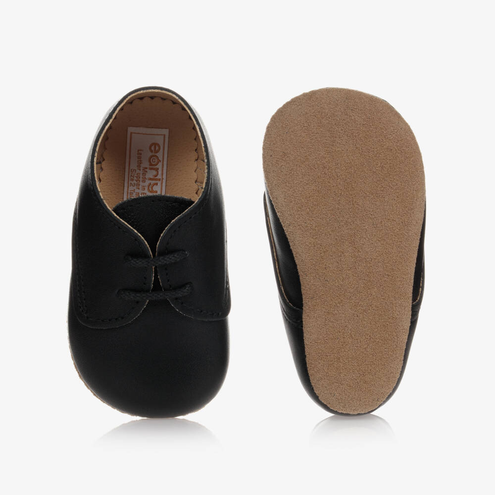 Early Days-Black Leather Lace-Up Pre-Walker Shoes | Childrensalon Outlet