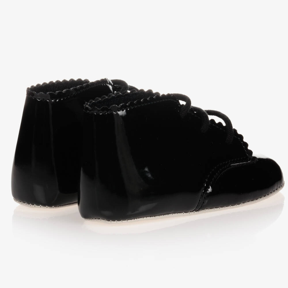 Early Days-Black Patent Lace-Up Baby Shoes | Childrensalon Outlet