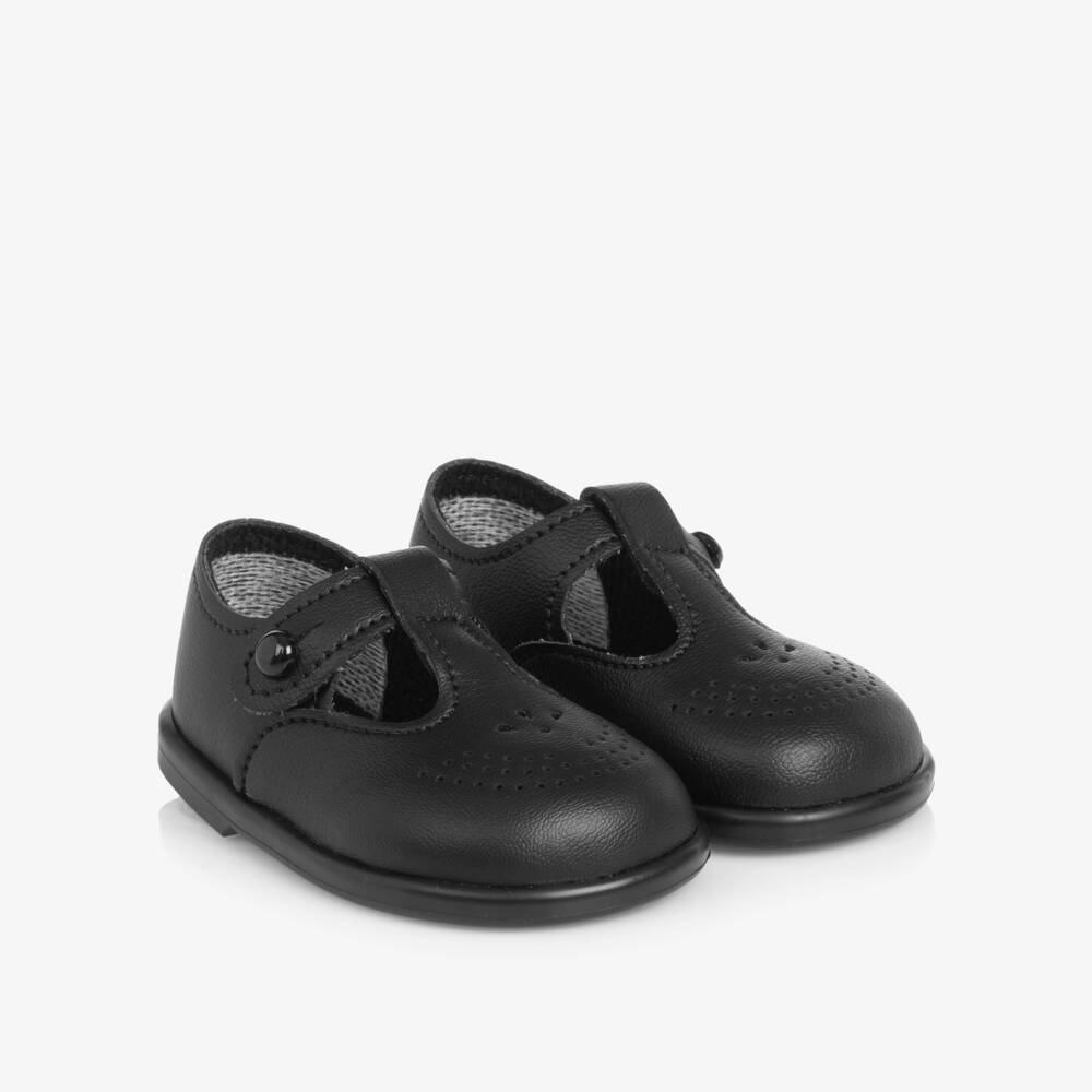 Early Days-Black T-Bar First Walker Shoes | Childrensalon Outlet