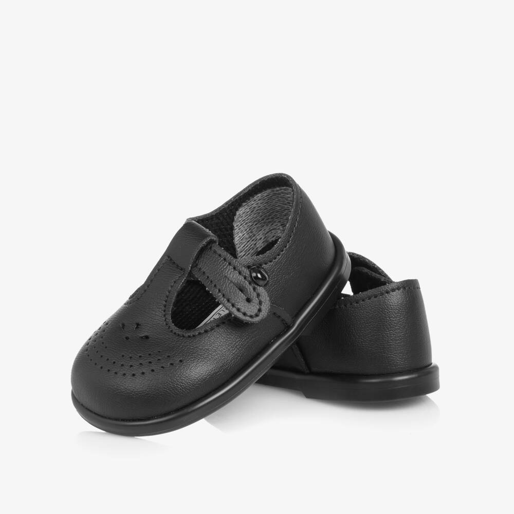 Early Days-Black T-Bar First Walker Shoes | Childrensalon Outlet