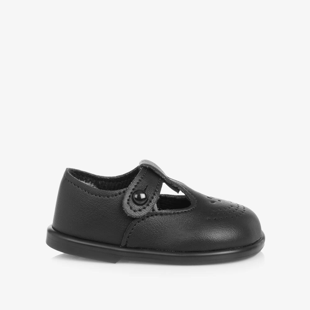 Early Days-Black T-Bar First Walker Shoes | Childrensalon Outlet