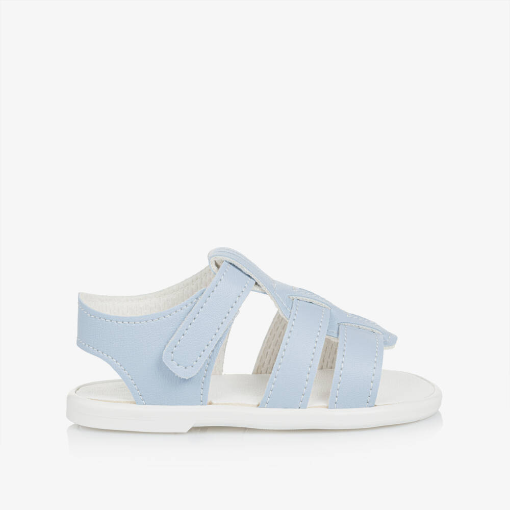 Early Days-Blue Faux Leather First-Walker Sandals | Childrensalon Outlet