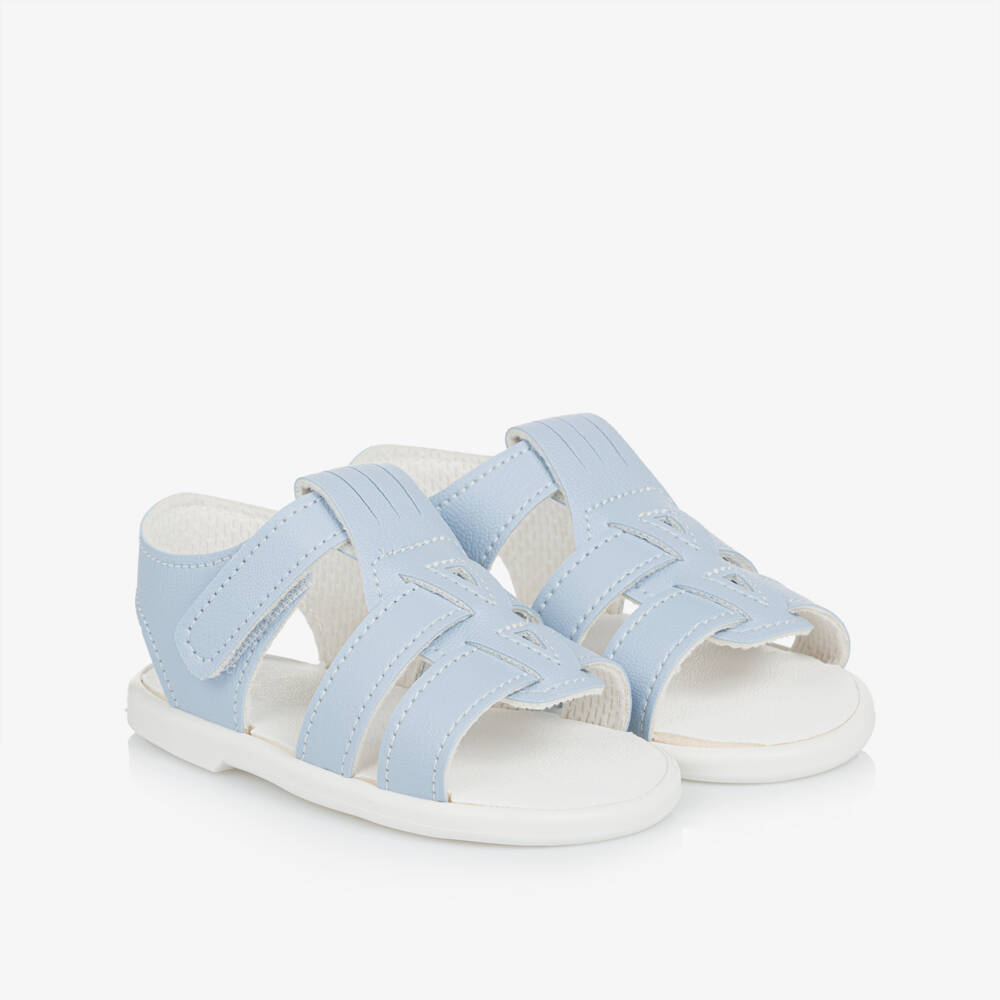 Early Days-Blue Faux Leather First-Walker Sandals | Childrensalon Outlet