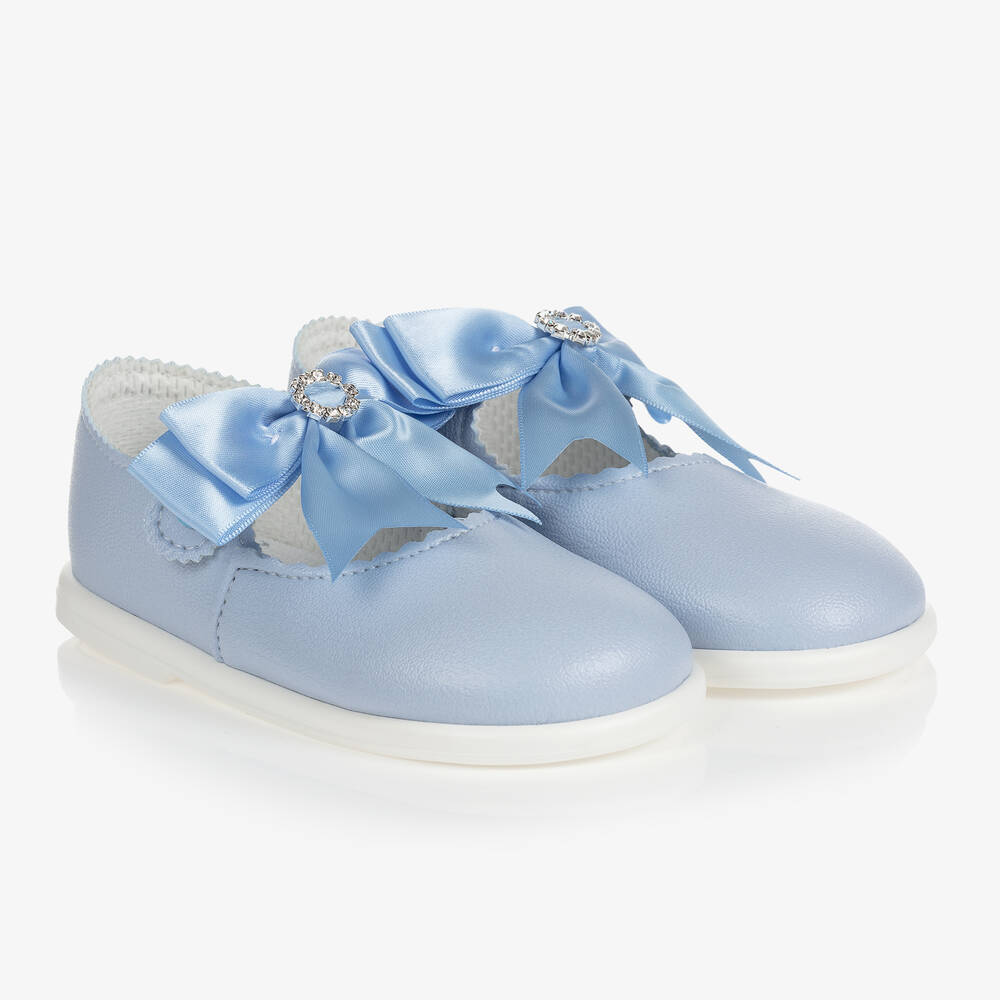 Early Days - حذاء أطفال بناتي لبدء المشي جلد صناعي لون أزرق | Childrensalon