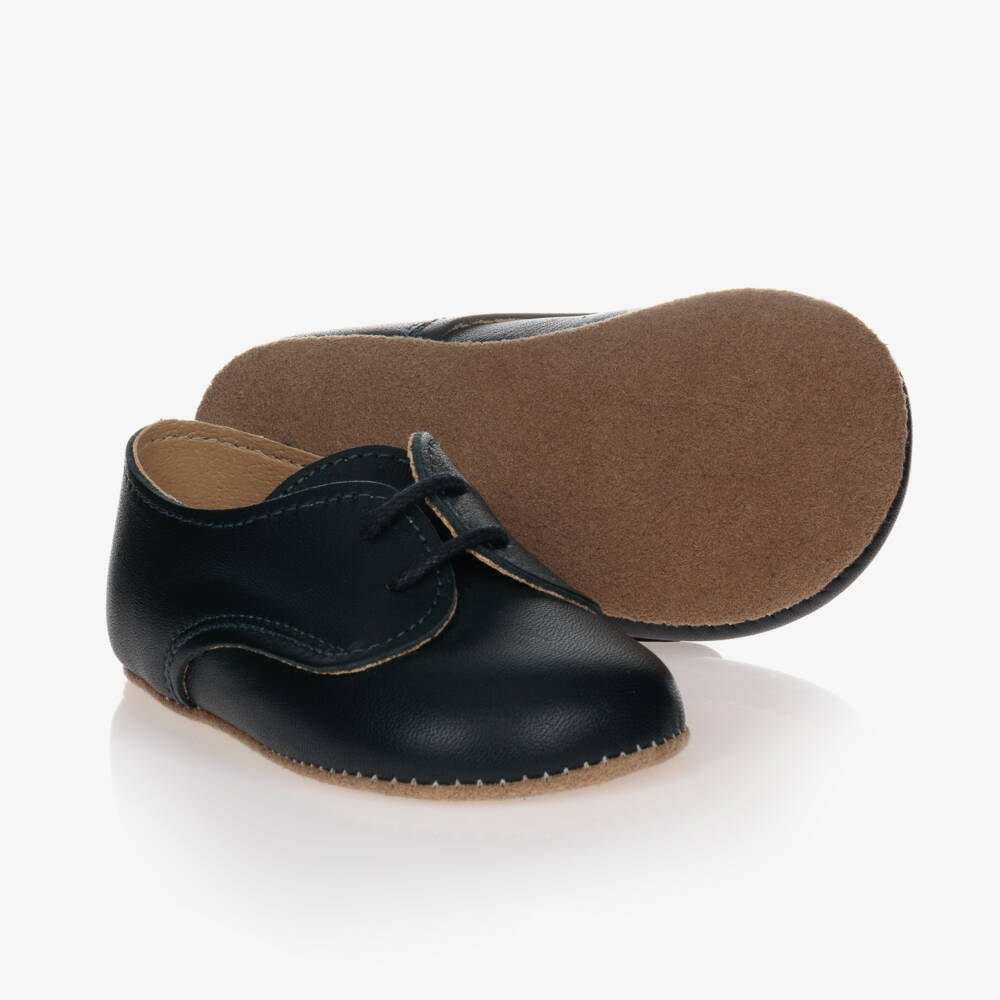 Early Days-Blue Leather Lace-Up Pre-Walker Shoes | Childrensalon Outlet