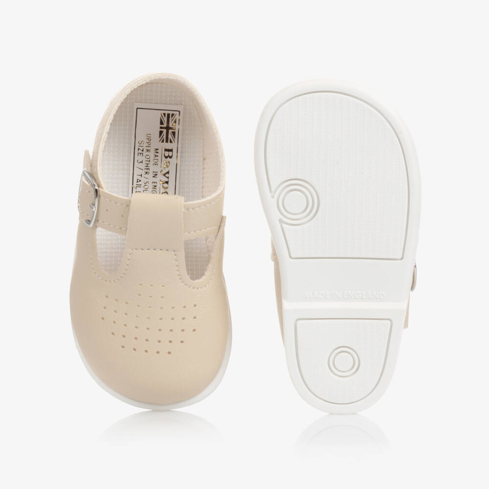 Early Days-Boys Beige T-Bar Walker Shoes | Childrensalon Outlet