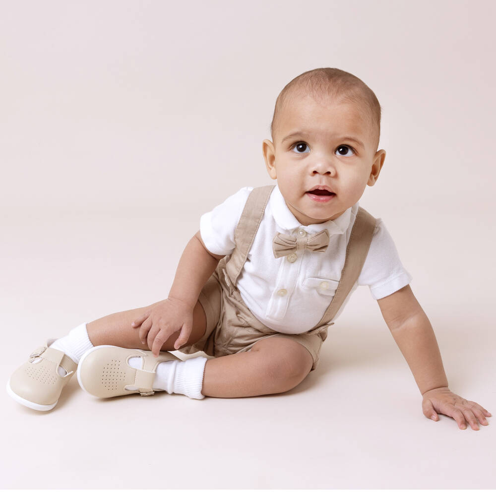 Early Days-Boys Beige T-Bar Walker Shoes | Childrensalon Outlet
