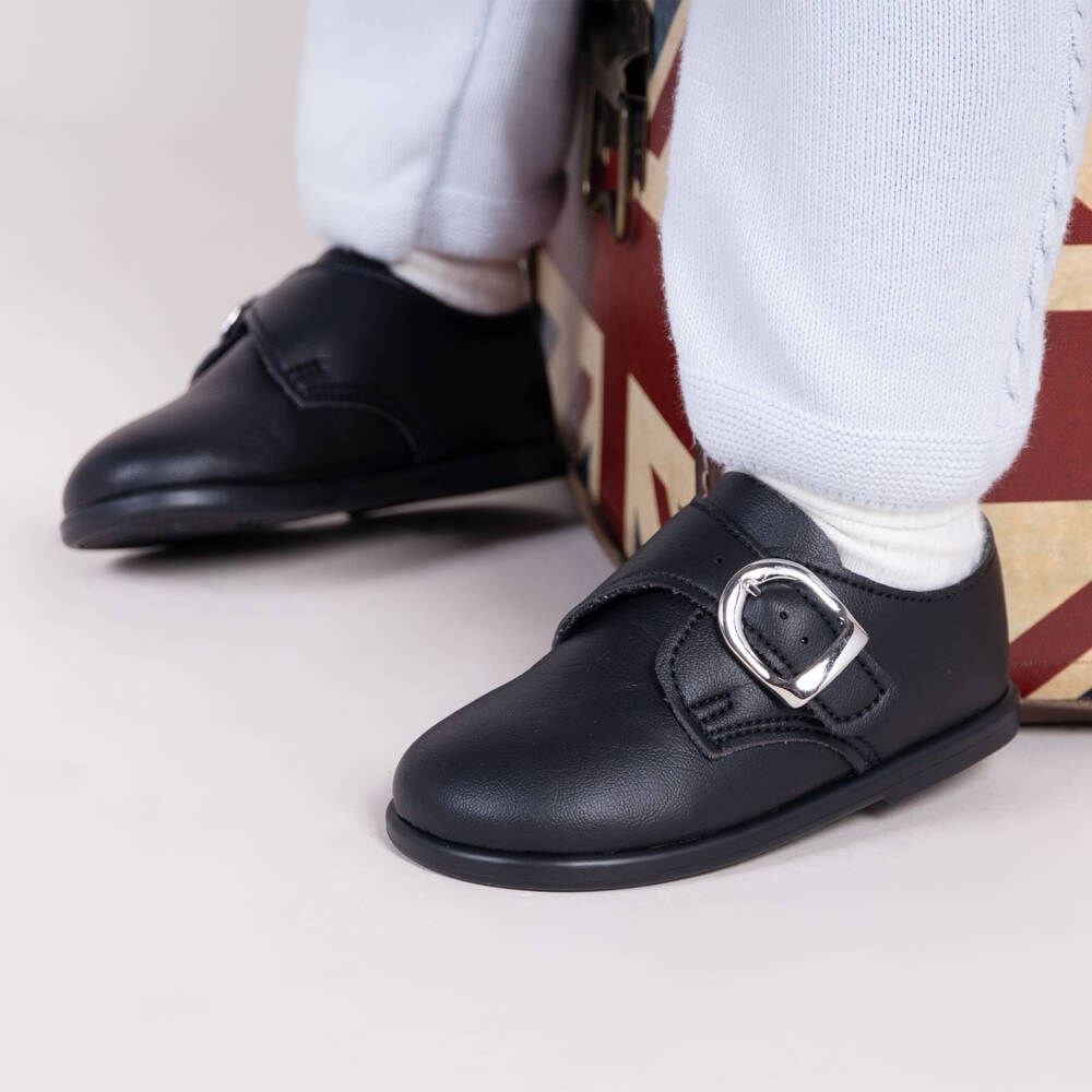 Early Days-Boys Black First-Walker Shoes | Childrensalon Outlet