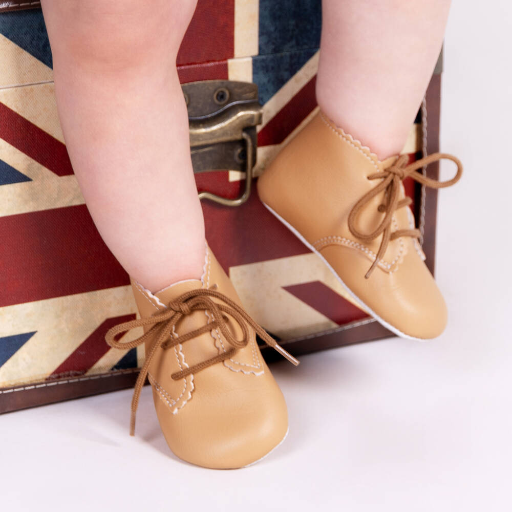 Early Days-Boys Camel Leatherette First Steps | Childrensalon Outlet