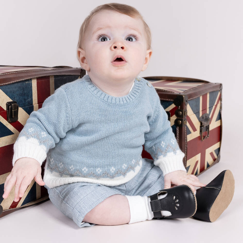 Early Days-Классические кожаные пинетки для мальчиков в цвете эбони | Childrensalon Outlet