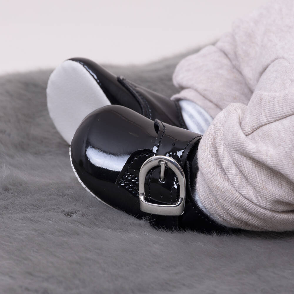 Early Days Baypods-Boys Ebony Faux Patent Buckled Pre-Walkers | Childrensalon Outlet