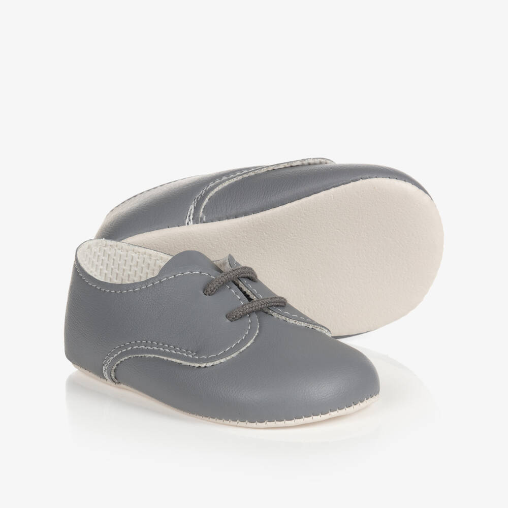 Early Days-Boys Grey Lace-Up Soft Soles | Childrensalon Outlet