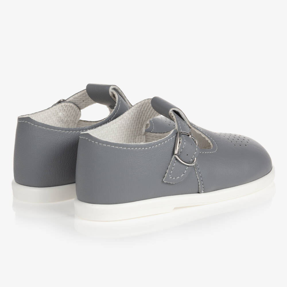 Early Days-Boys Grey T-Bar Learning Shoes | Childrensalon Outlet