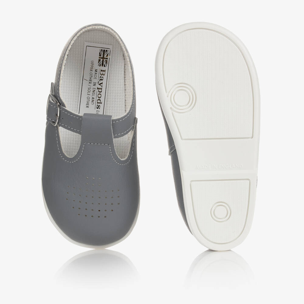 Early Days-Boys Grey T-Bar Learning Shoes | Childrensalon Outlet
