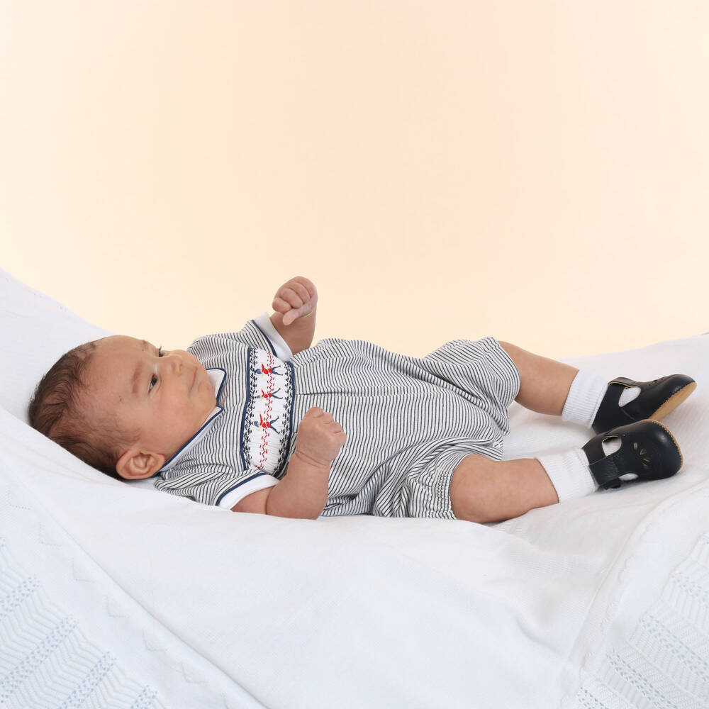 إيرلي دايز-حذاء أولى خطوات للأولاد من الجلد الأزرق الداكن | Childrensalon Outlet