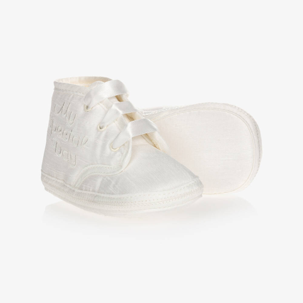 Early Days-Boys Pre-Walkers in Ivory Silk | Childrensalon Outlet