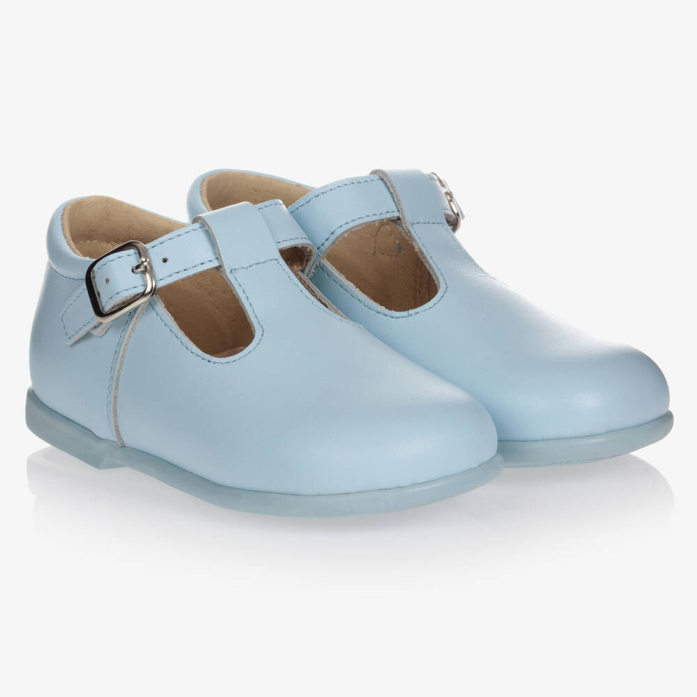 Early Days-Boys Soft Blue Leather T-Bars | Childrensalon Outlet