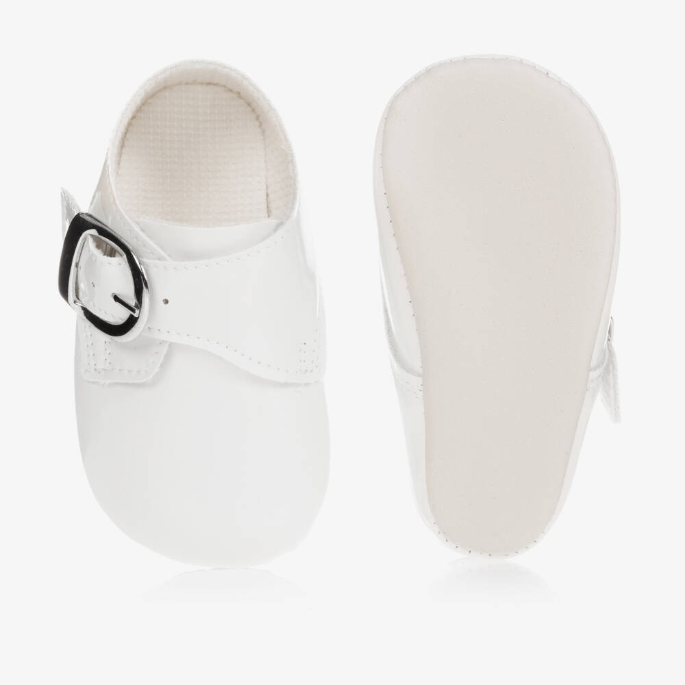 Early Days Baypods-Boys White Buckle Faux Leather Pre-Walkers | Childrensalon Outlet