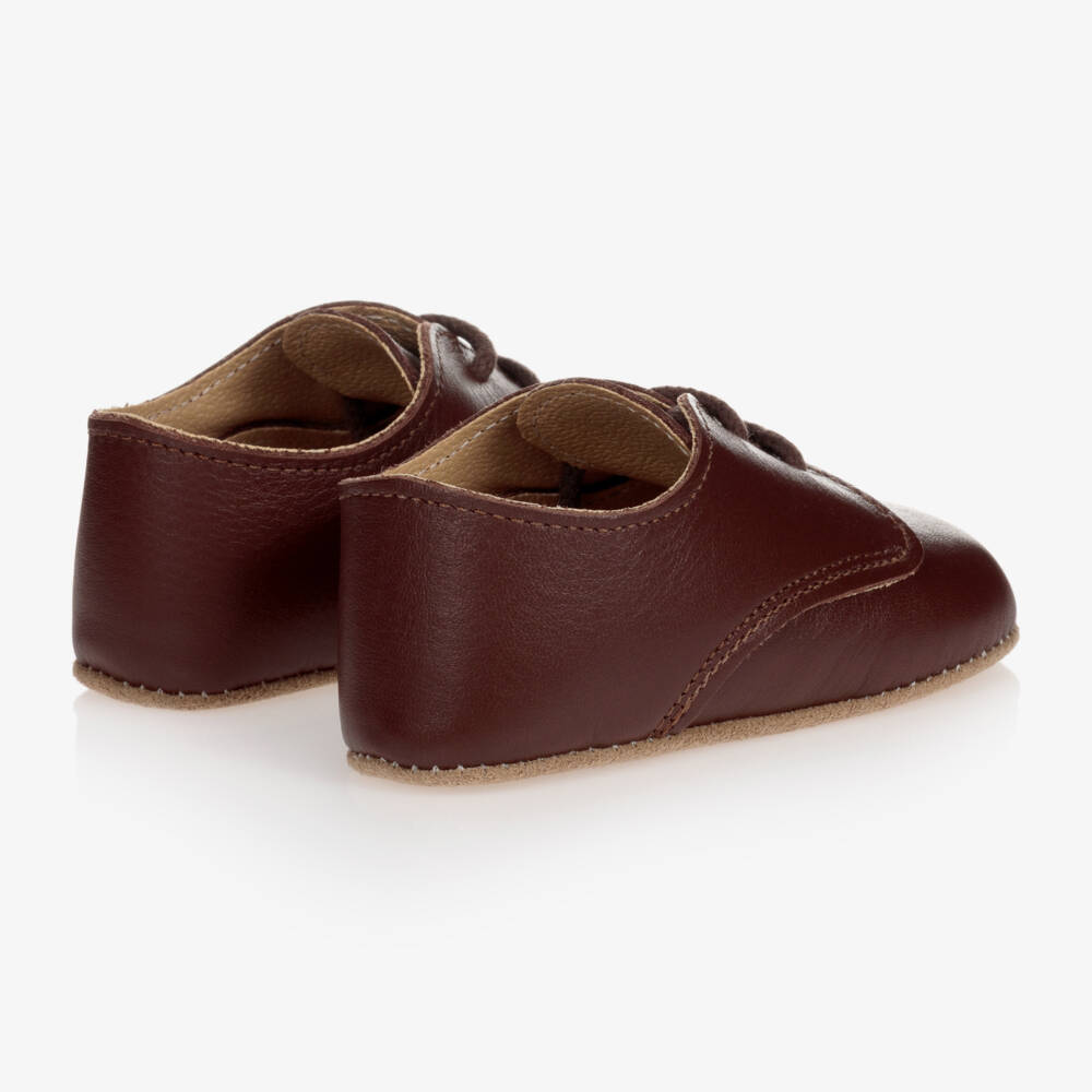 Early Days-Brown Leather Lace-Up Pre-Walker Shoes | Childrensalon Outlet