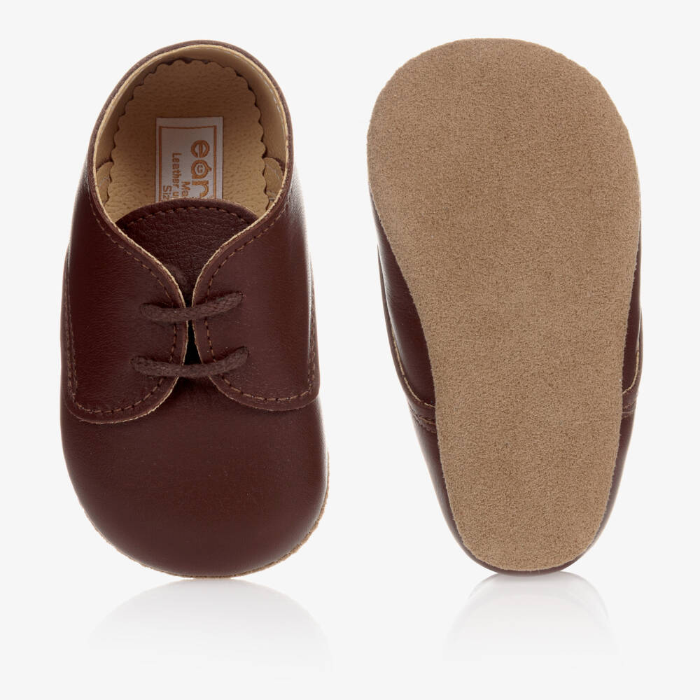 Early Days-Brown Leather Lace-Up Pre-Walker Shoes | Childrensalon Outlet