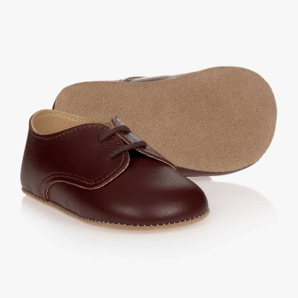 Early Days-Brown Leather Lace-Up Pre-Walker Shoes | Childrensalon Outlet