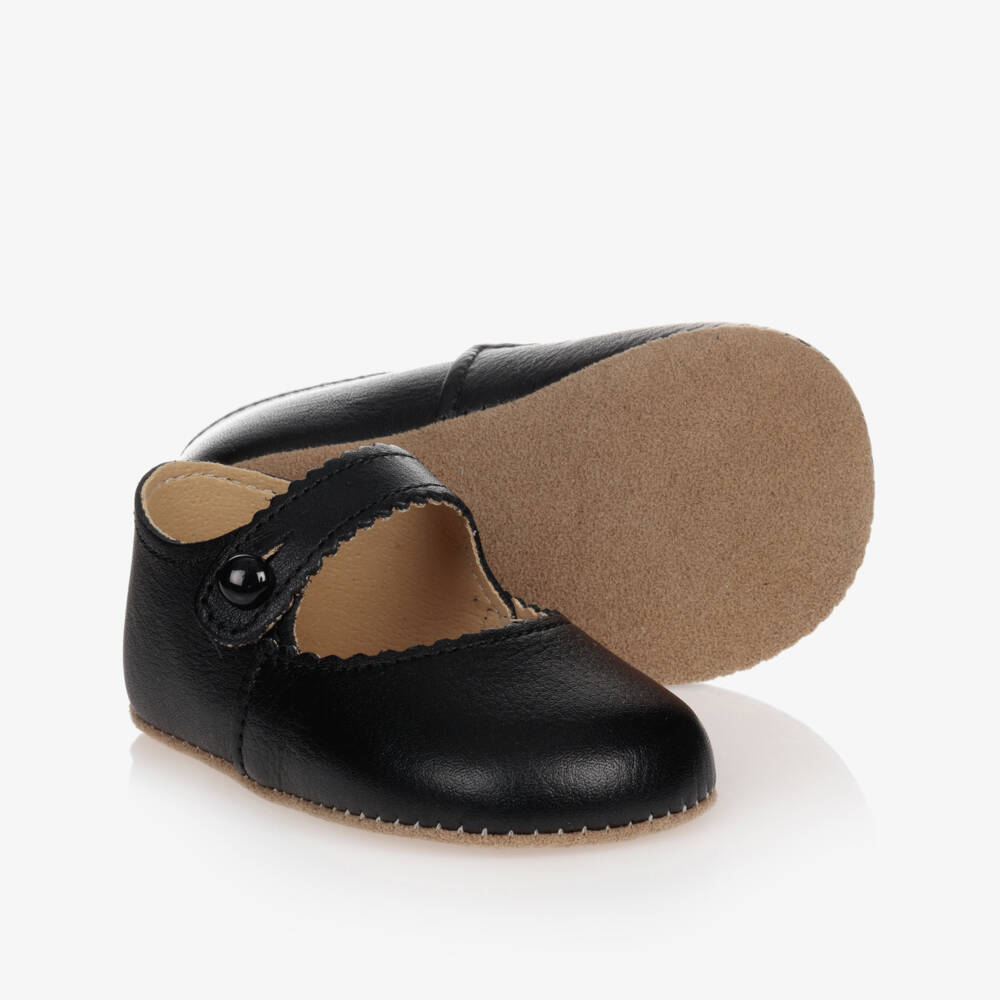 Early Days-Girls Black Leather Baby Shoes | Childrensalon Outlet