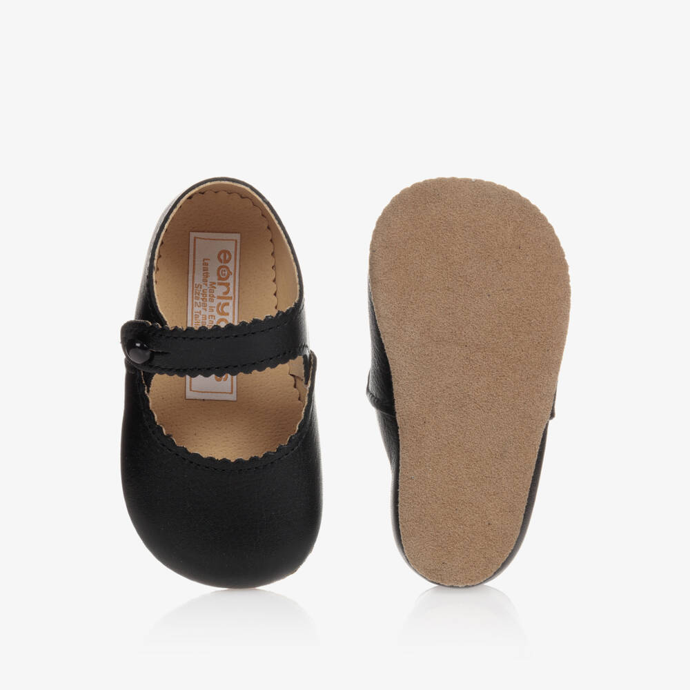 Early Days-Girls Black Leather Baby Shoes | Childrensalon Outlet