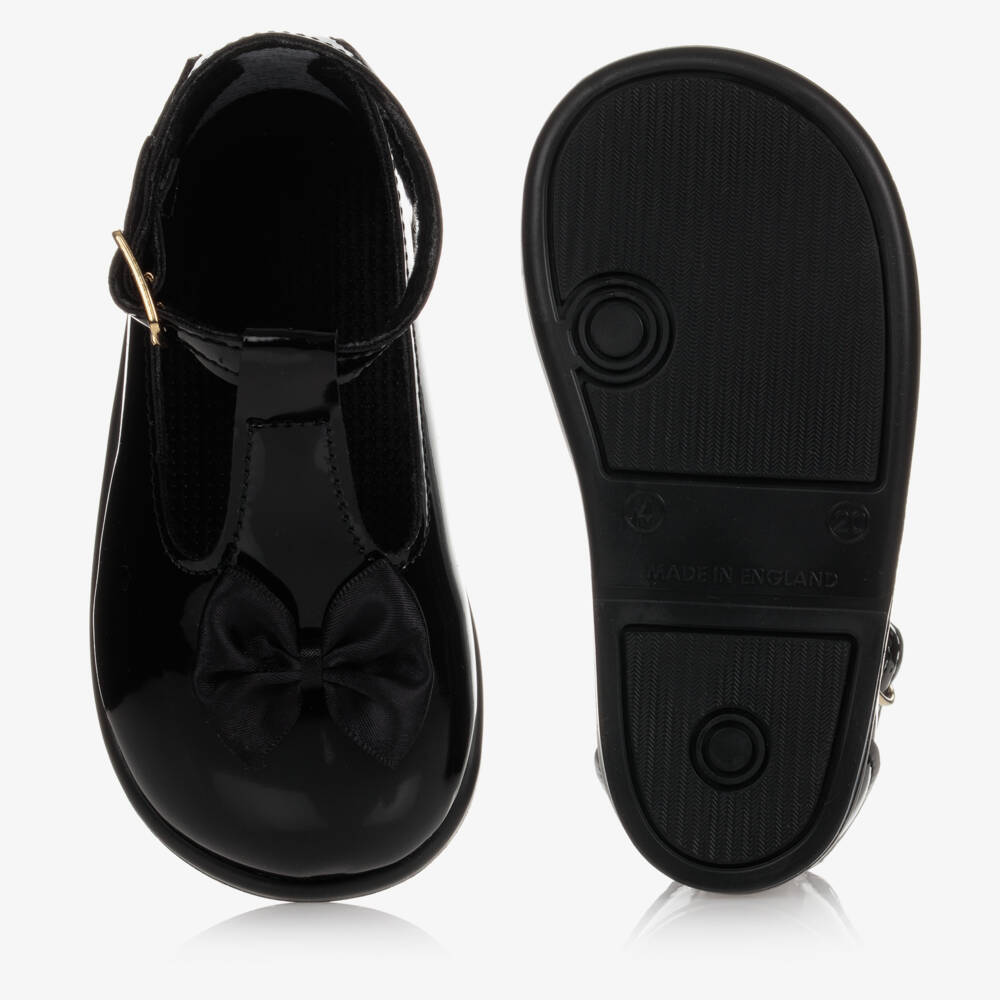 Early Days-Girls Black Satin Bow Walkers | Childrensalon Outlet