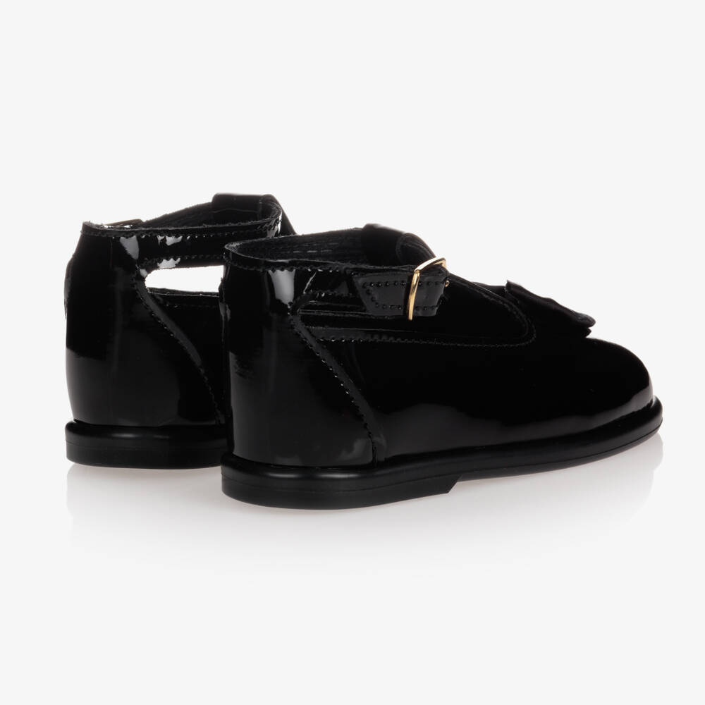 Early Days-Girls Black Satin Bow Walkers | Childrensalon Outlet