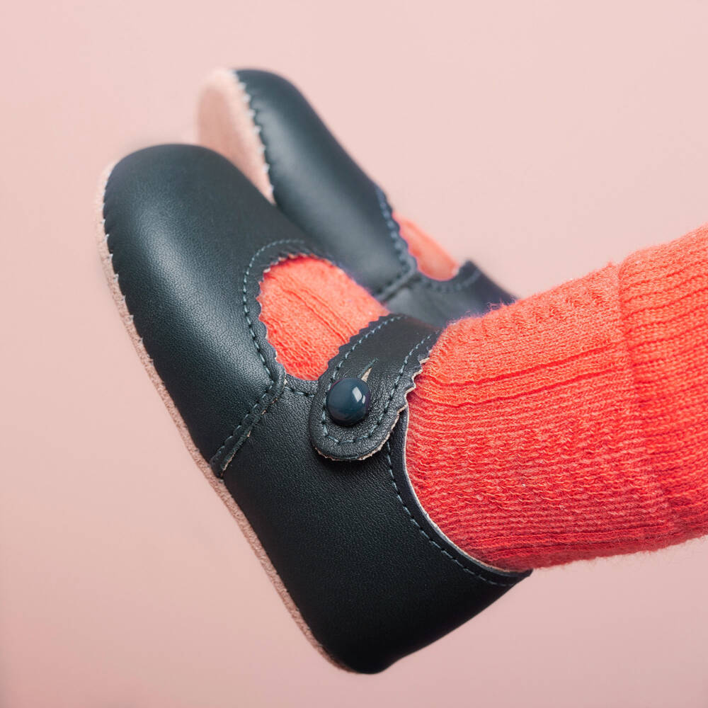 Early Days-Girls Blue Leather Infant Shoes | Childrensalon Outlet
