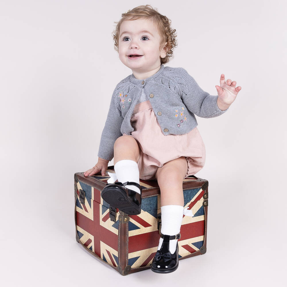 Early Days-حذاء بناتي أنيق من الساتان الأسود مع فيونكة | Childrensalon Outlet
