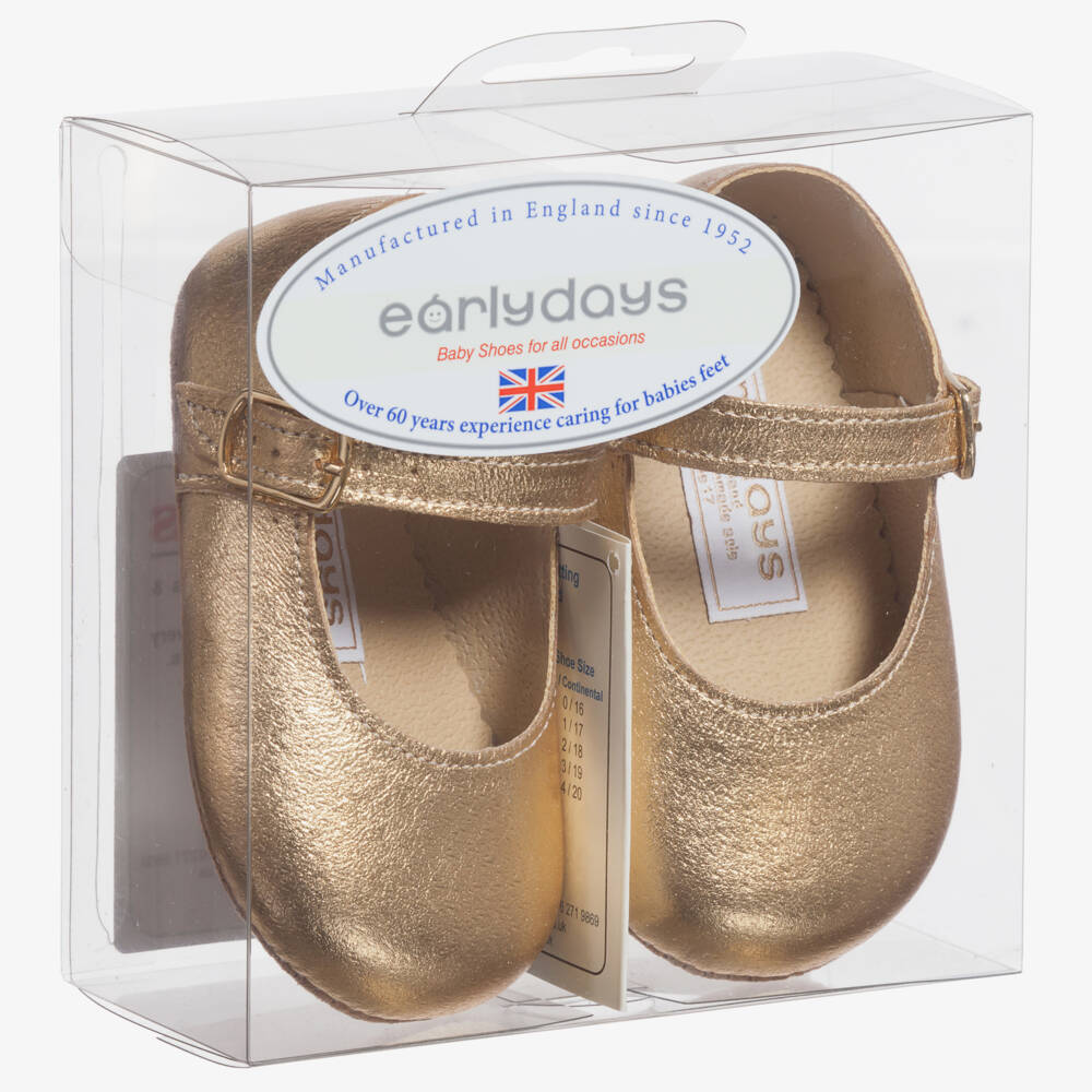 Early Days-Girls Metallic Gold Mary Jane Pre-Walkers | Childrensalon Outlet