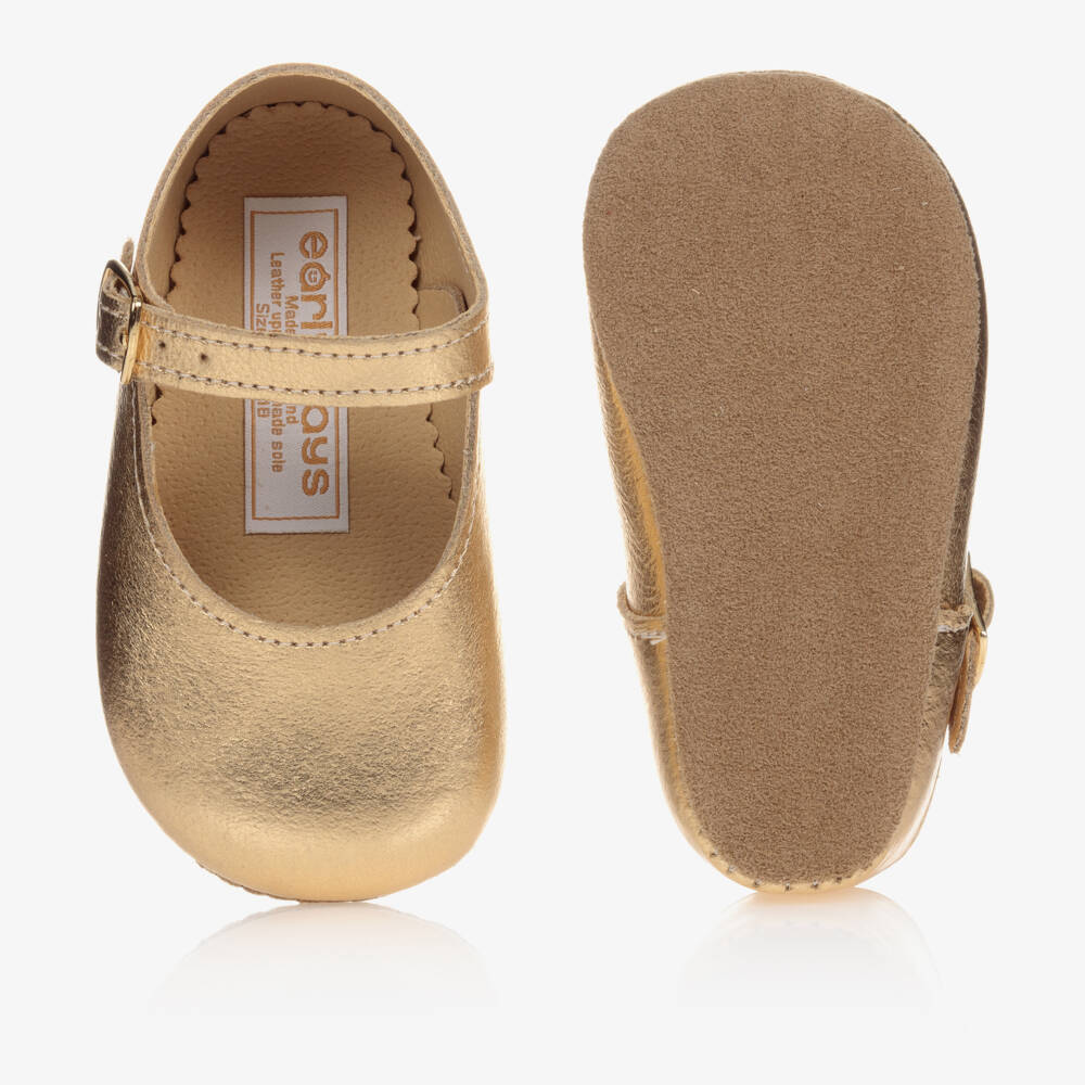 Early Days-Girls Metallic Gold Mary Jane Pre-Walkers | Childrensalon Outlet