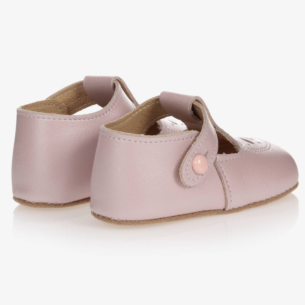 Early Days-Кожаные розовые пинетки с жемчугом для девочек | Childrensalon Outlet