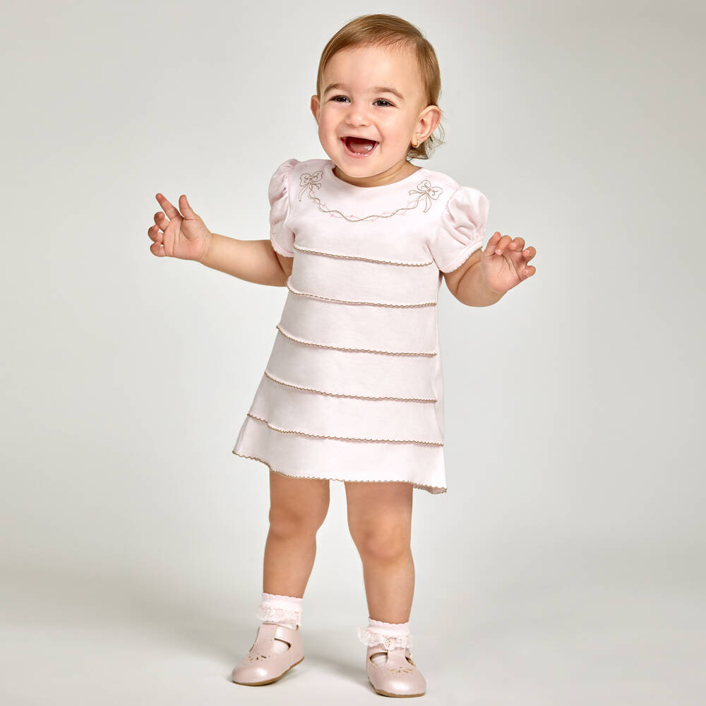 Early Days-Кожаные розовые пинетки с жемчугом для девочек | Childrensalon Outlet