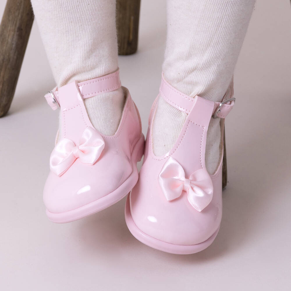 Early Days-Girls Pink Satin Bow Walkers | Childrensalon Outlet