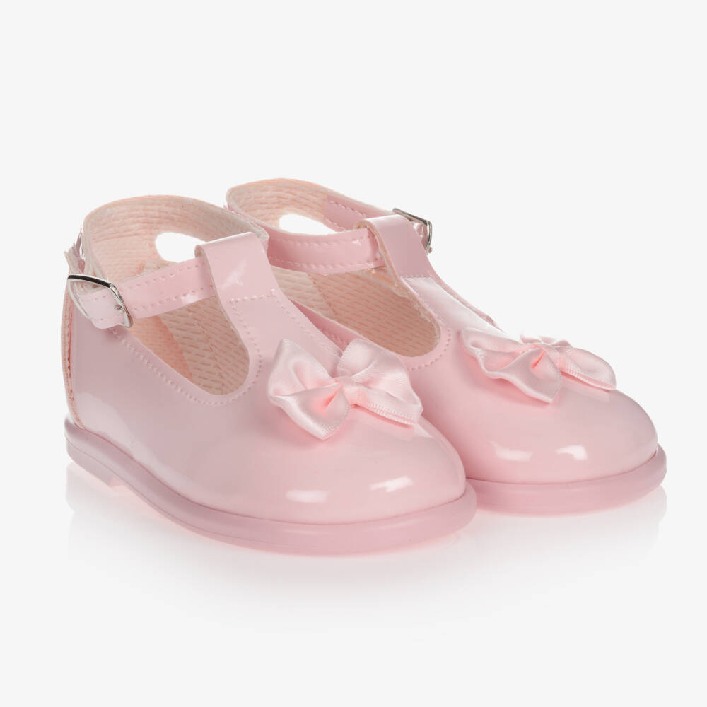 Early Days-Girls Pink Satin Bow Walkers | Childrensalon Outlet