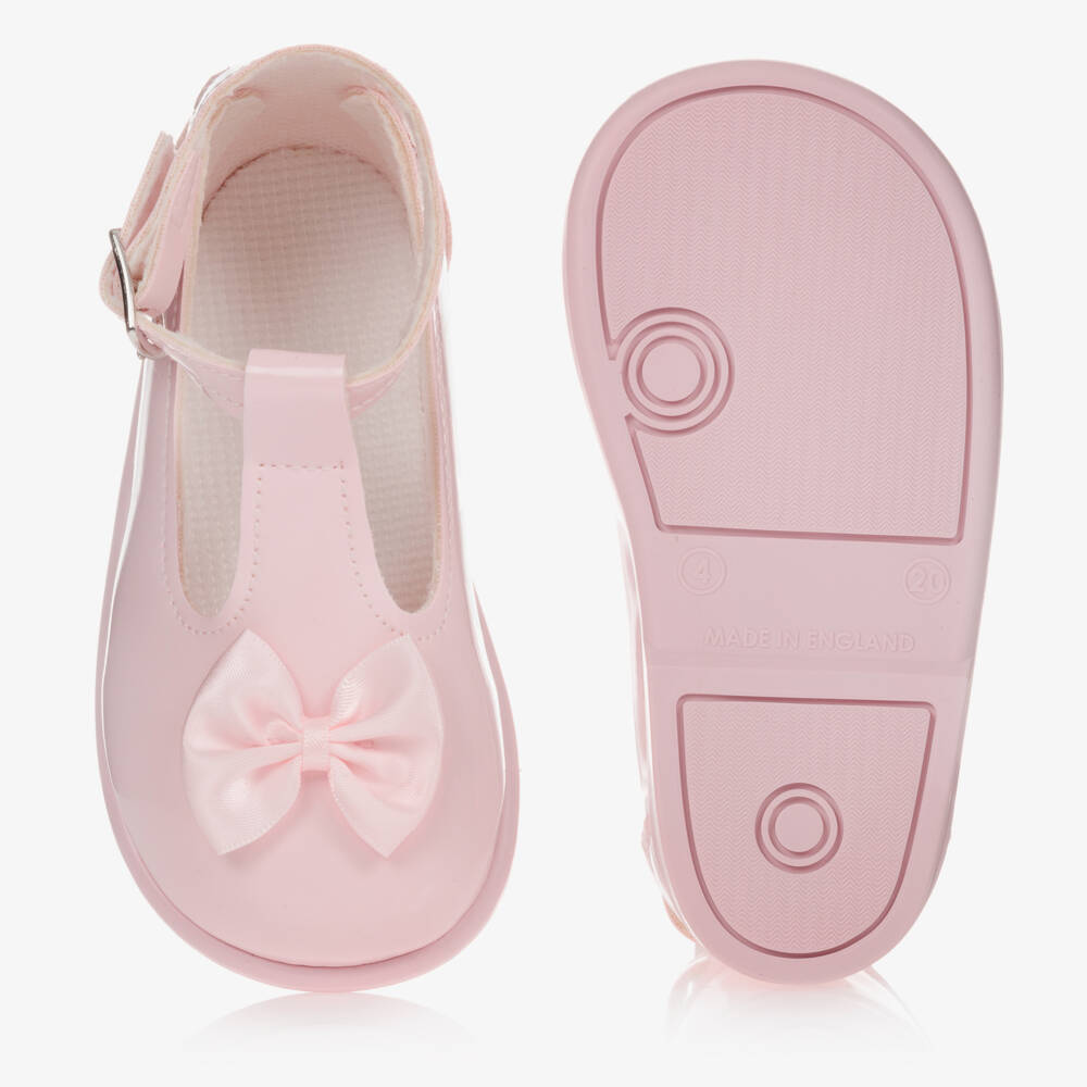 Early Days-Girls Pink Satin Bow Walkers | Childrensalon Outlet