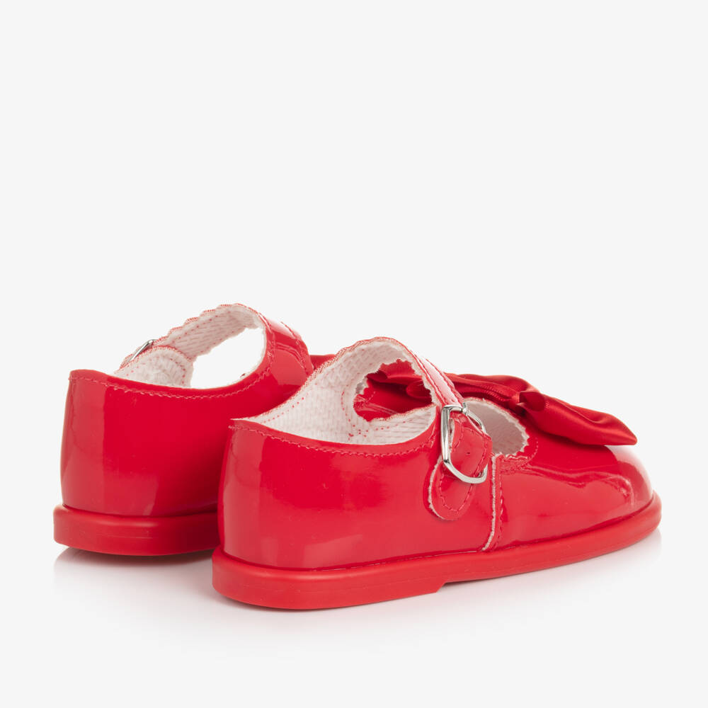 Early Days-Girls Scarlet Satin Bow Walkers | Childrensalon Outlet