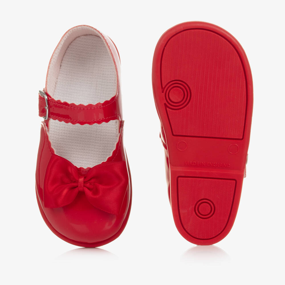 Early Days-Girls Scarlet Satin Bow Walkers | Childrensalon Outlet