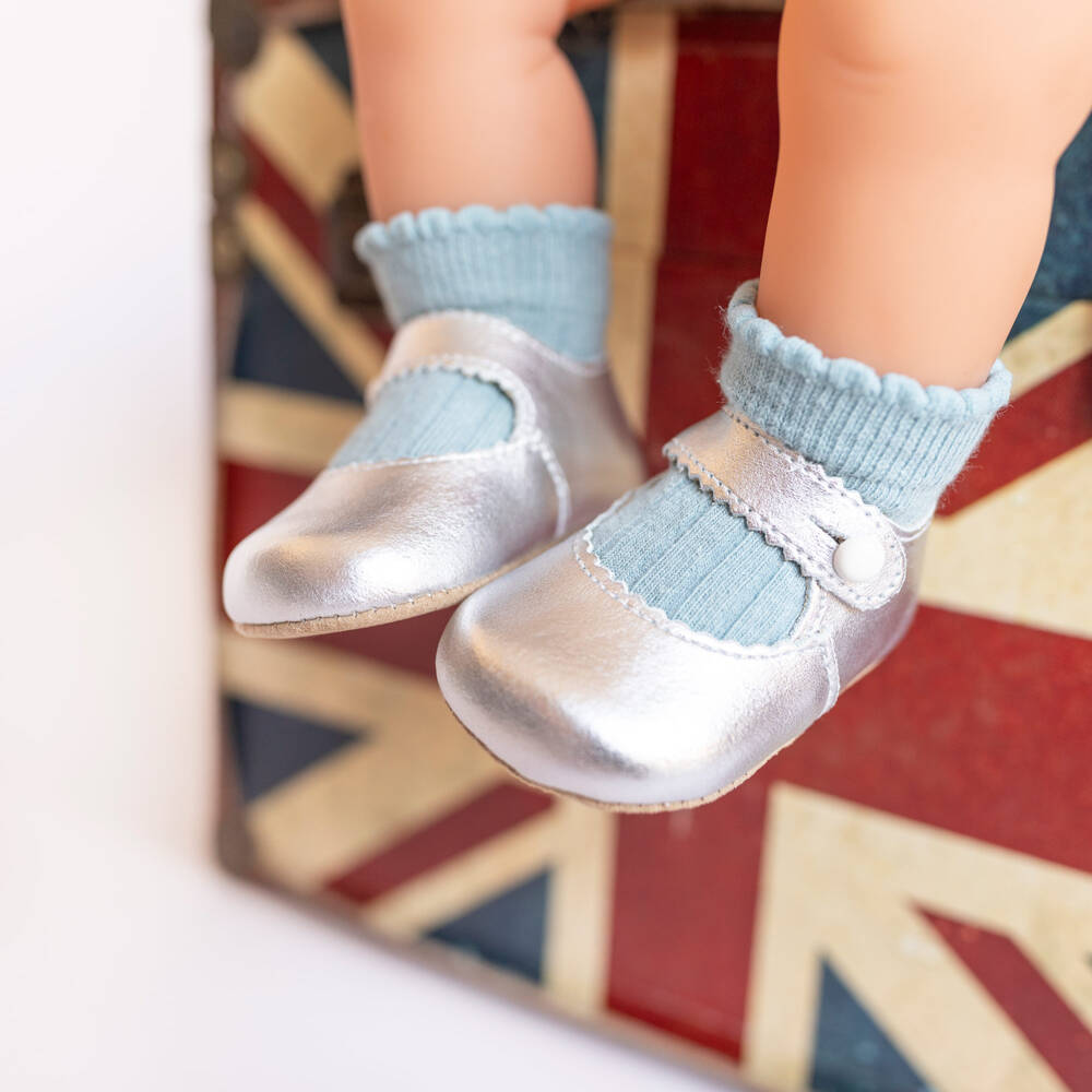 Early Days-Girls Silver Leather First Shoes | Childrensalon Outlet