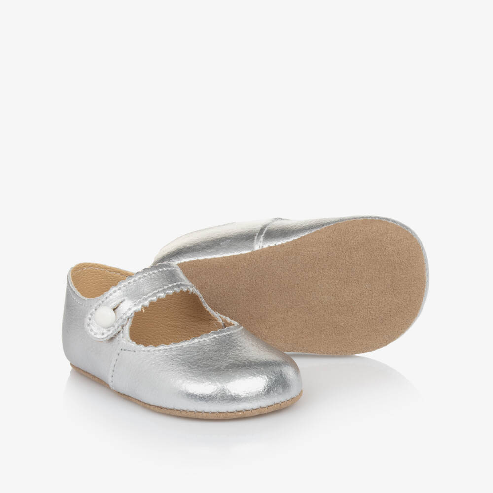 Early Days-Girls Silver Leather First Shoes | Childrensalon Outlet
