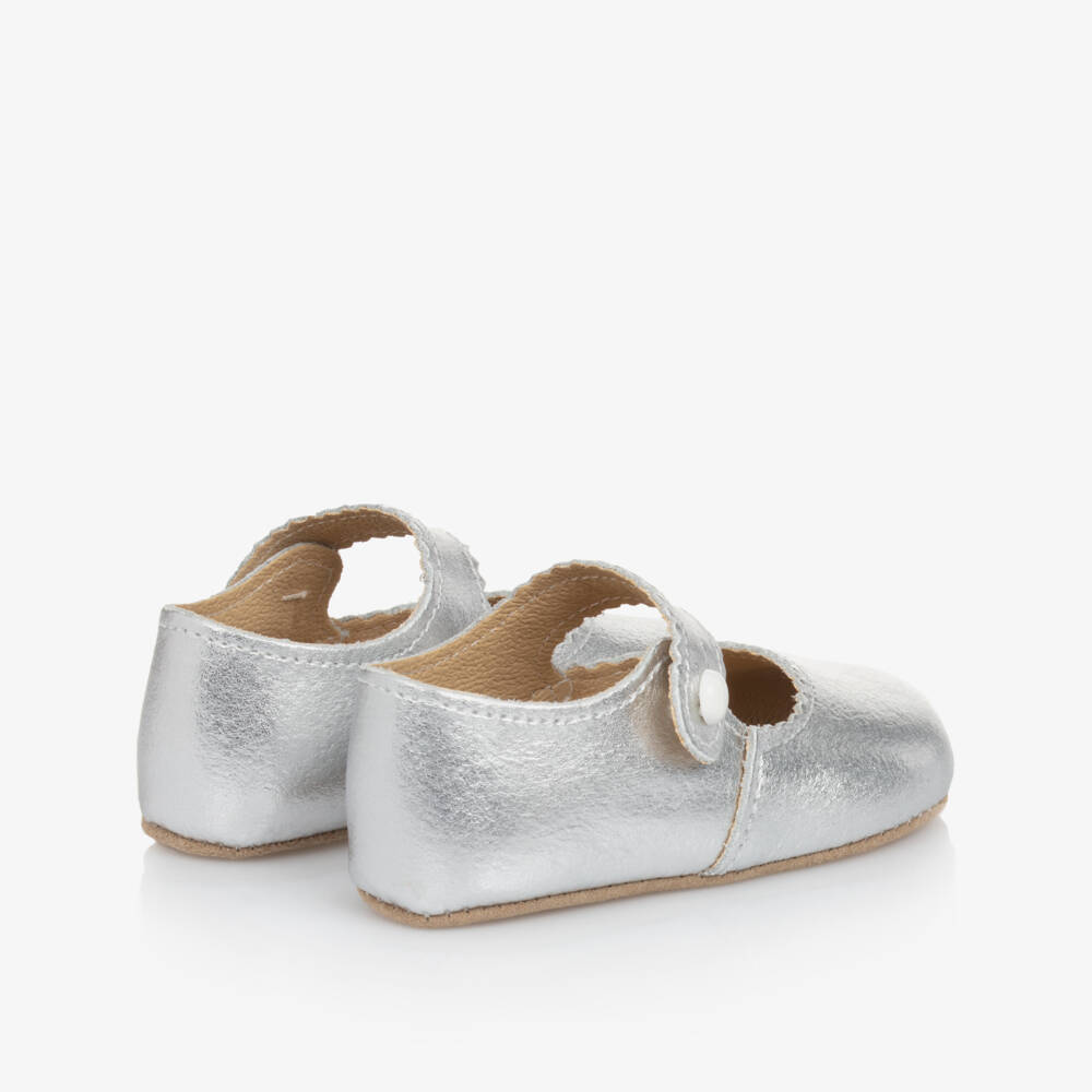 Early Days-Girls Silver Leather First Shoes | Childrensalon Outlet