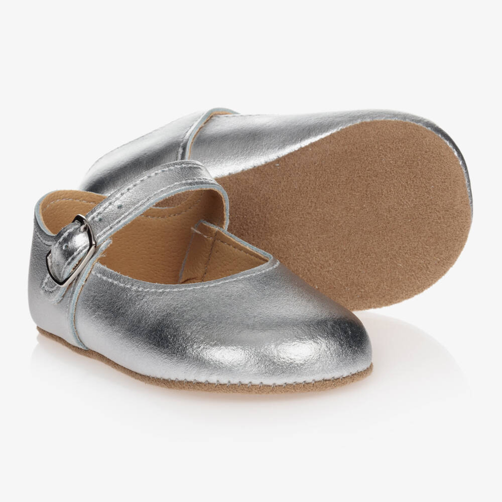 Early Days-Girls Silver Leather Infant Walkers | Childrensalon Outlet