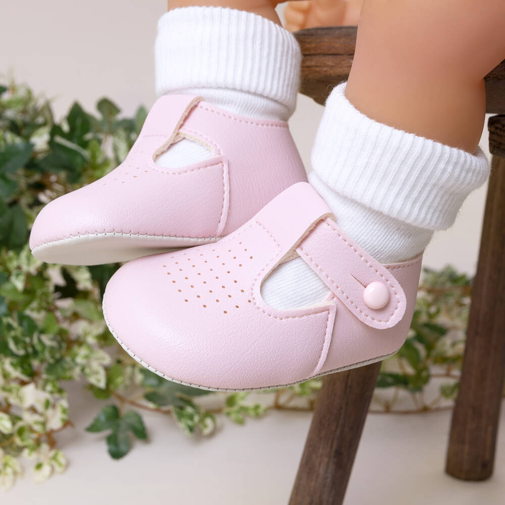 Early Days-Girls Soft Rose T-Bar Shoes | Childrensalon Outlet