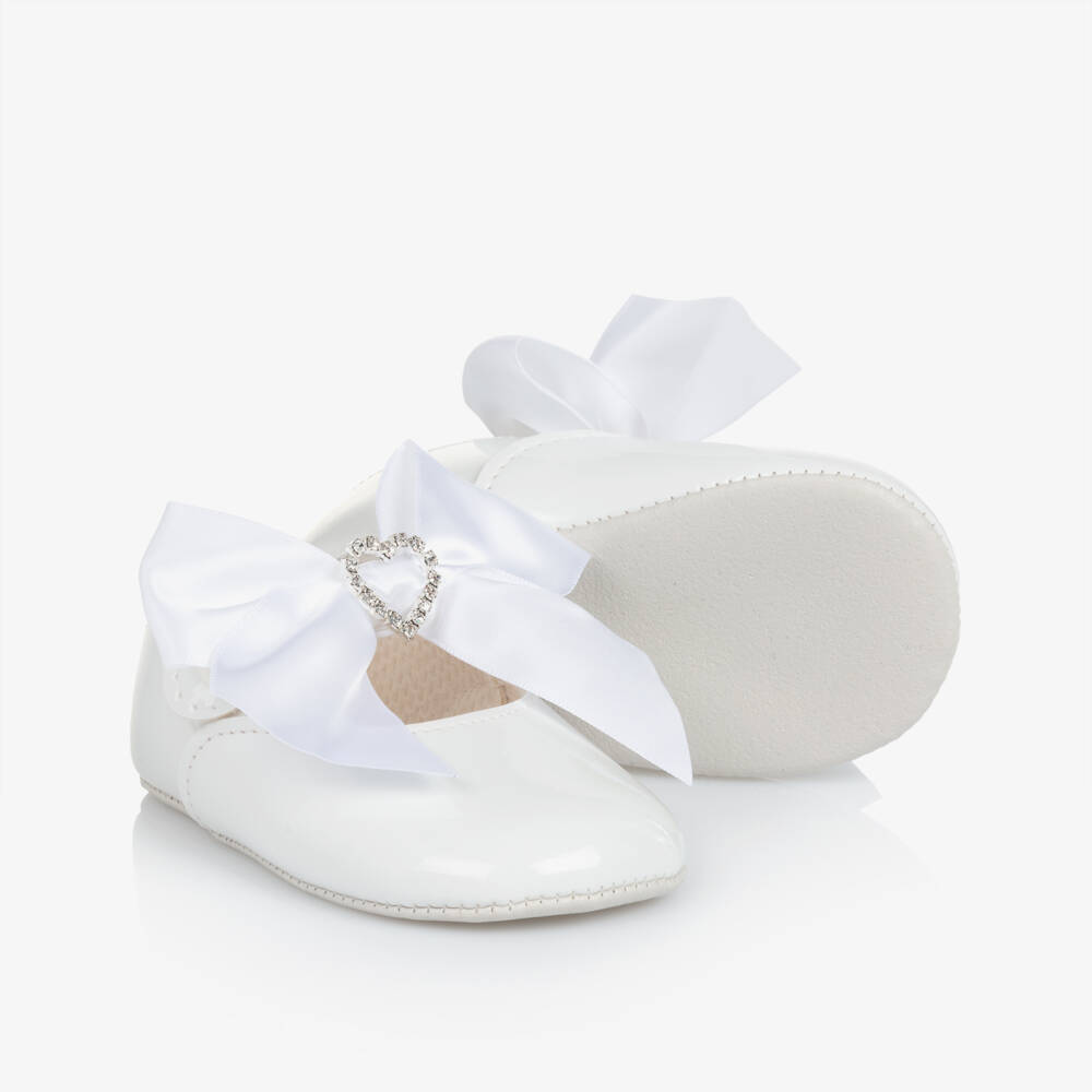 Early Days-Girls White Patent Bow Pre-Walkers | Childrensalon Outlet