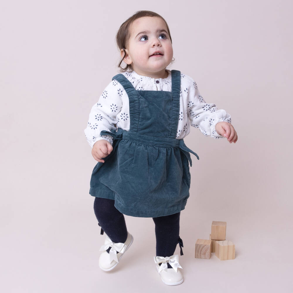 Early Days-حذاء مشي أبيض لامع للبنات مع فيونكة | Childrensalon Outlet