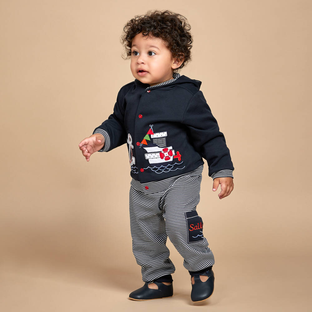 Early Days-Navy Blue Leather Pre-Walker Bar Shoes | Childrensalon Outlet